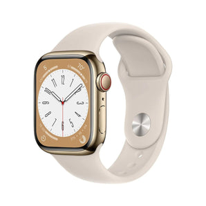 Refurbished Apple Watch Series 8 - 41mm Gold Stainless Steel Case with White Sport Band
