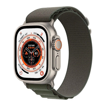Refurbished Apple Watch Ultra - 49mm Natural Titanium Case with Green Alpine Loop Band