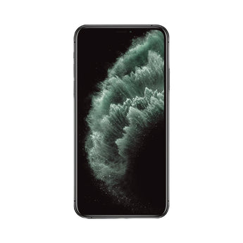 Refurbished iPhone 11 Pro in Midnight Green with Super Retina XDR display.