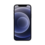 Refurbished iPhone 12 mini in black with Super Retina XDR display.
