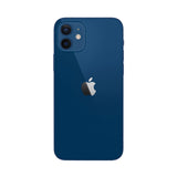 Refurbished iPhone 12 mini in blue with 12MP camera, compact design, and Loop's 75-point quality check.