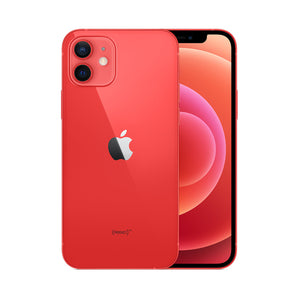 Refurbished iPhone 12 Mini in PRODUCT(RED) with 12MP camera.