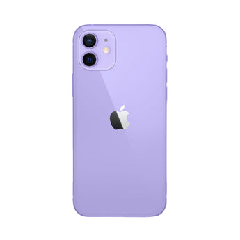 Refurbished iPhone 12 in purple with HDR camera and Super Retina XDR display.