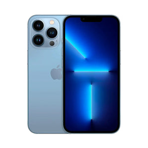 Refurbished iPhone 13 Pro in Sierra Blue with HDR camera.