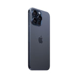 Refurbished iPhone 15 Pro Blue Titanium with A17 Pro Chip and 48MP camera.