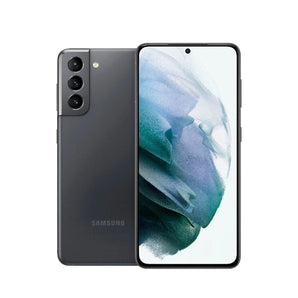 Refurbished Samsung Galaxy S21 in Phantom Gray with 75-point quality check.