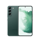 Refurbished Samsung Galaxy S22 in green showcasing front and back design.