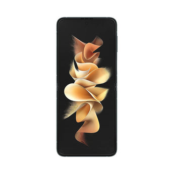 Refurbished Samsung Galaxy Z Flip3 in green, showcasing compact design and style.